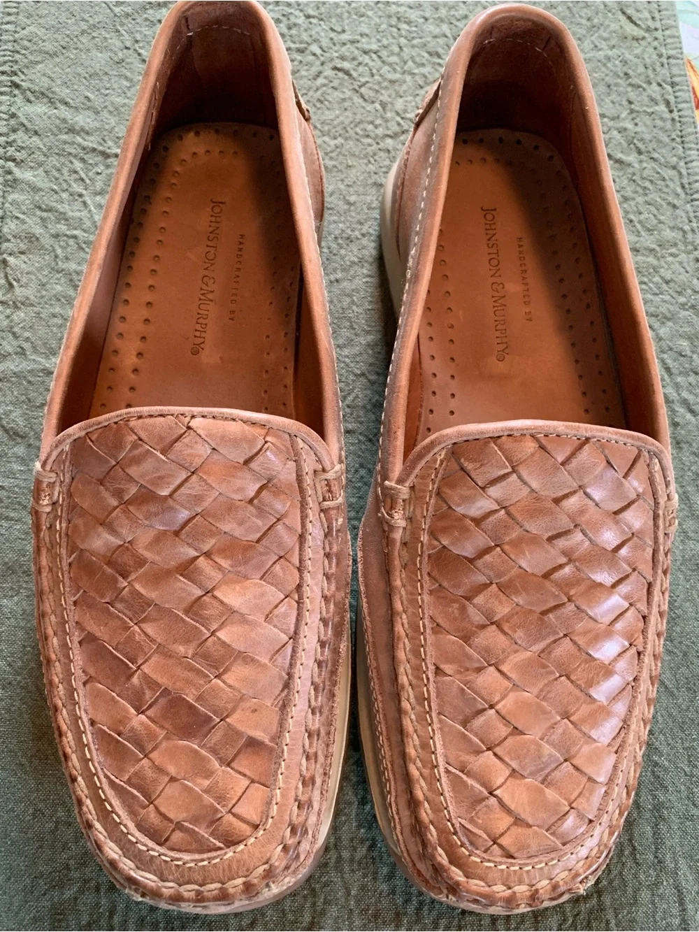 Johnston & Murphy Mens Woven Leather Loafers